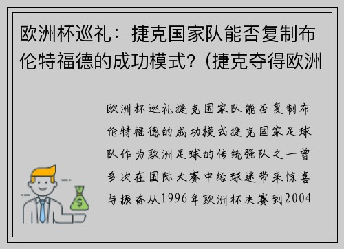 欧洲杯巡礼：捷克国家队能否复制布伦特福德的成功模式？(捷克夺得欧洲杯)
